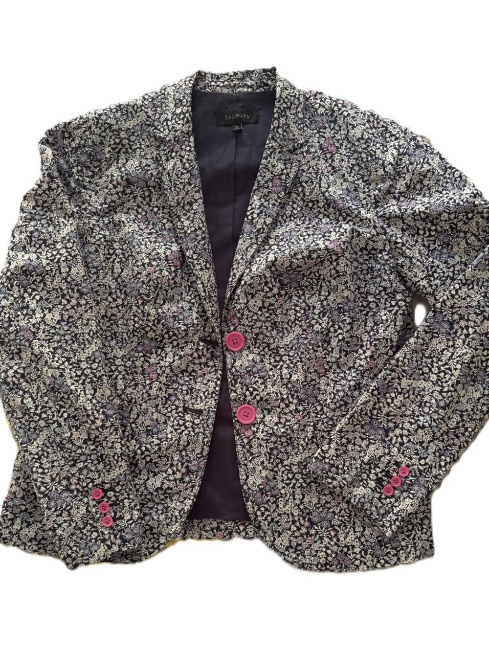 Talbots blue, purple and pink floral print blazer, size 10
